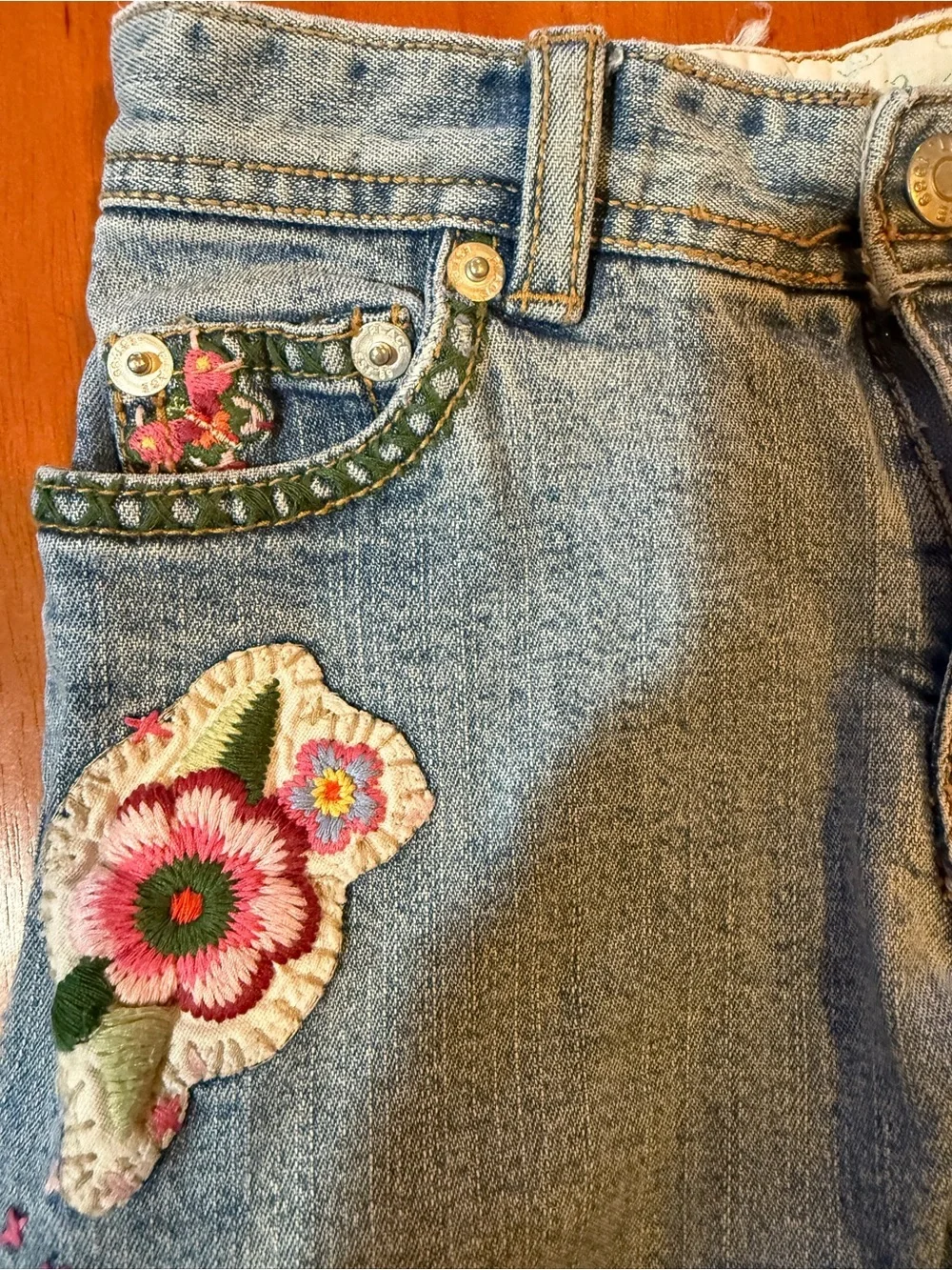 Children’s Place Denim Floral Appliqué Shorts - Blue Denim